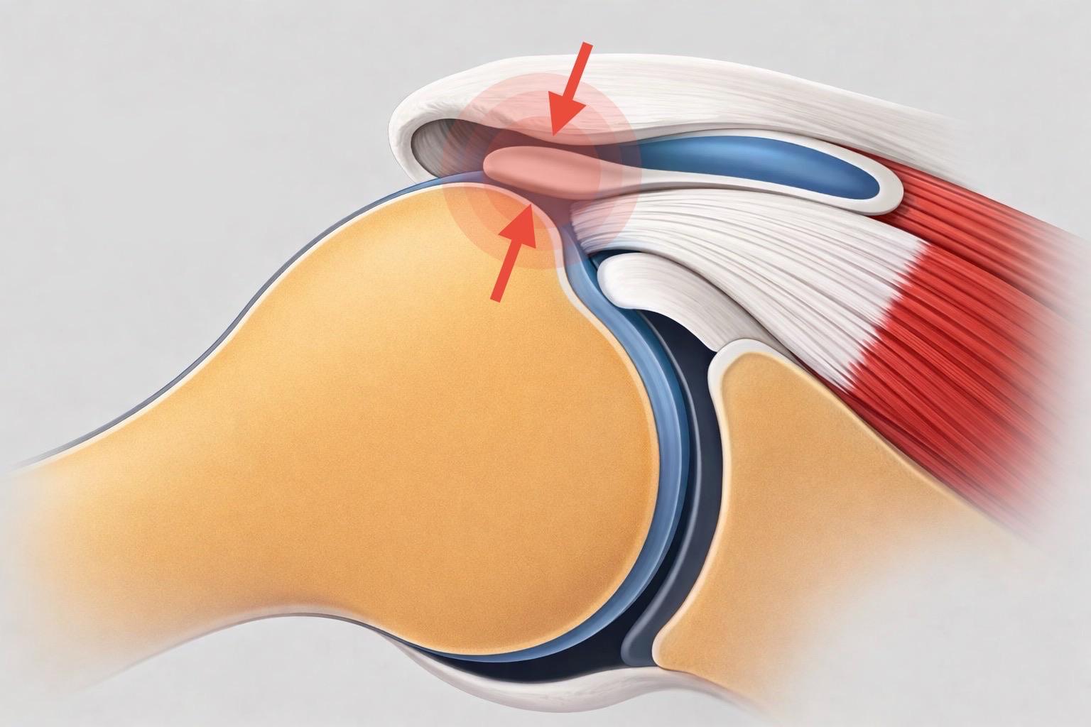Anatomie du conflit sous-acromial - Illustration médicale détaillée